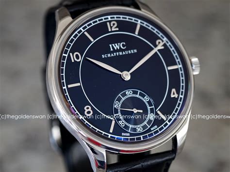 IWC Vintage Portuguese 5445 Steel Black Dial Mens 44mm .